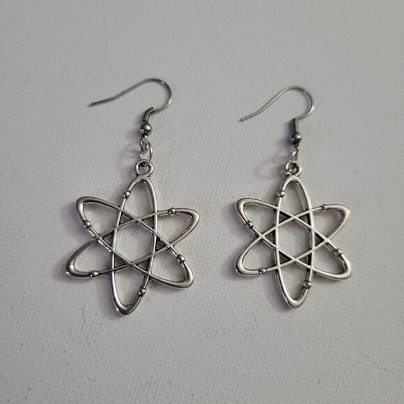 atom shaped earrings, stainless steel hooks - Picture 2 of 3